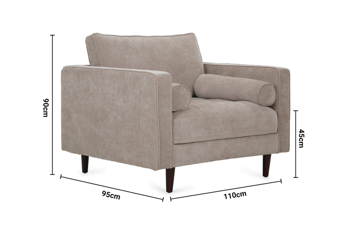 Turner Taupe Fabric Armchair dimensions