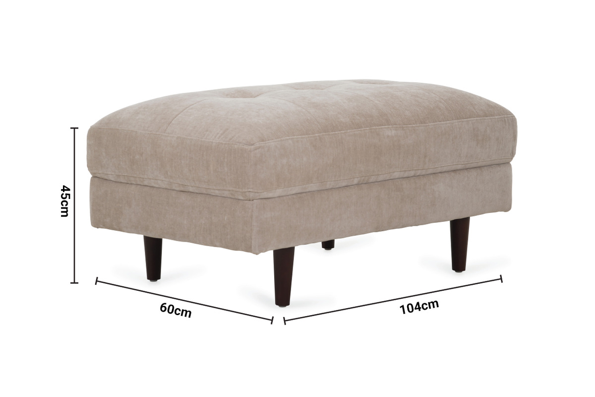 Turner Taupe Fabric Footstool dimensions