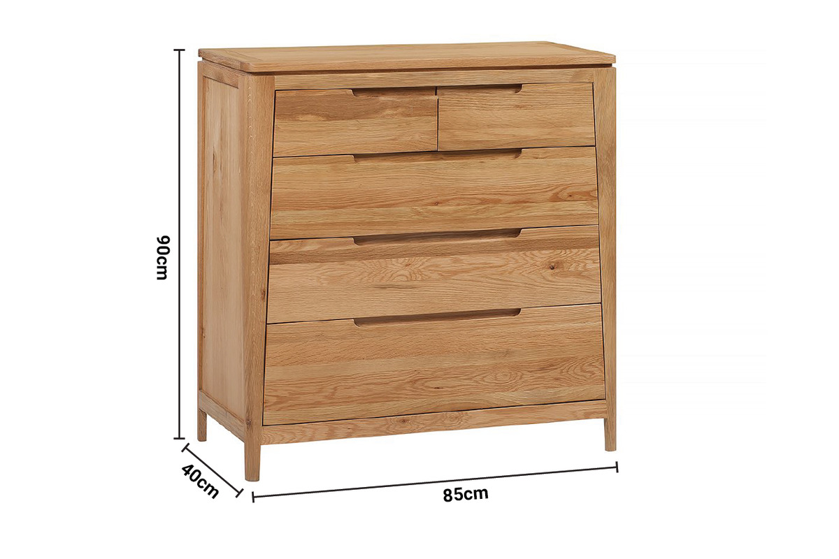 Valencia Oak 5 Drawers Chest dimensions