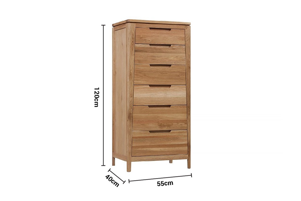 Valencia Oak 6 Drawers Chest dimensions
