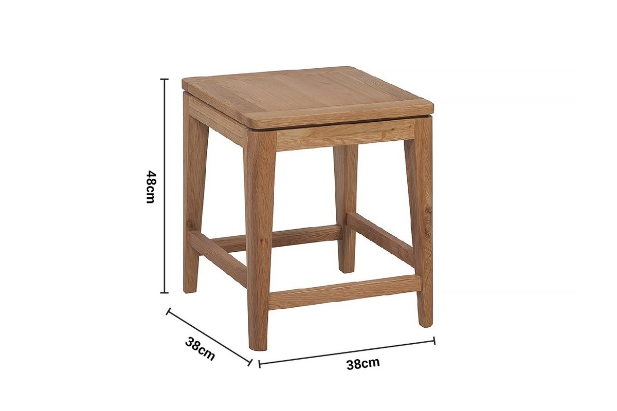 Valencia Oak Dressing Stool dimensions