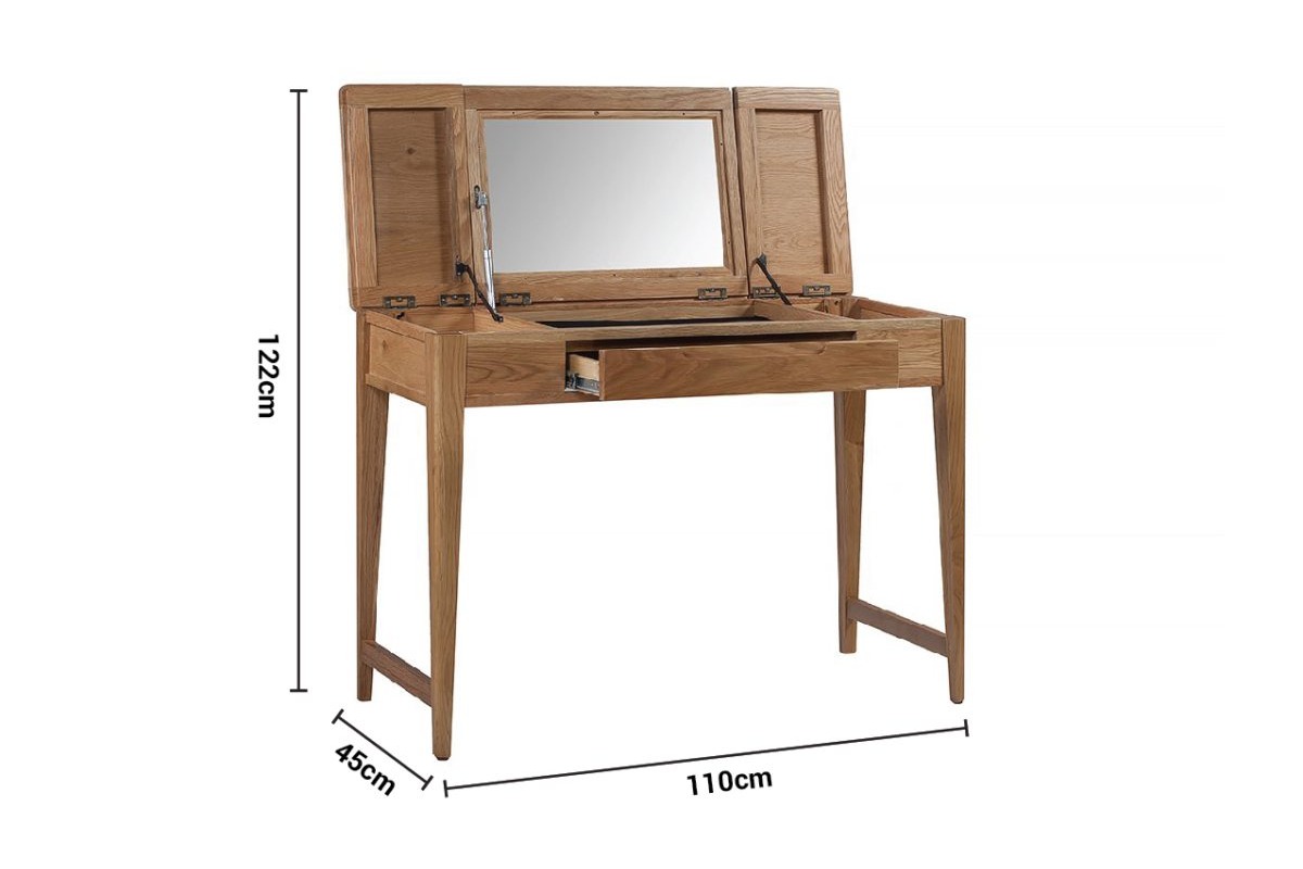 Valencia Oak Dressing Table with Mirror dimensions
