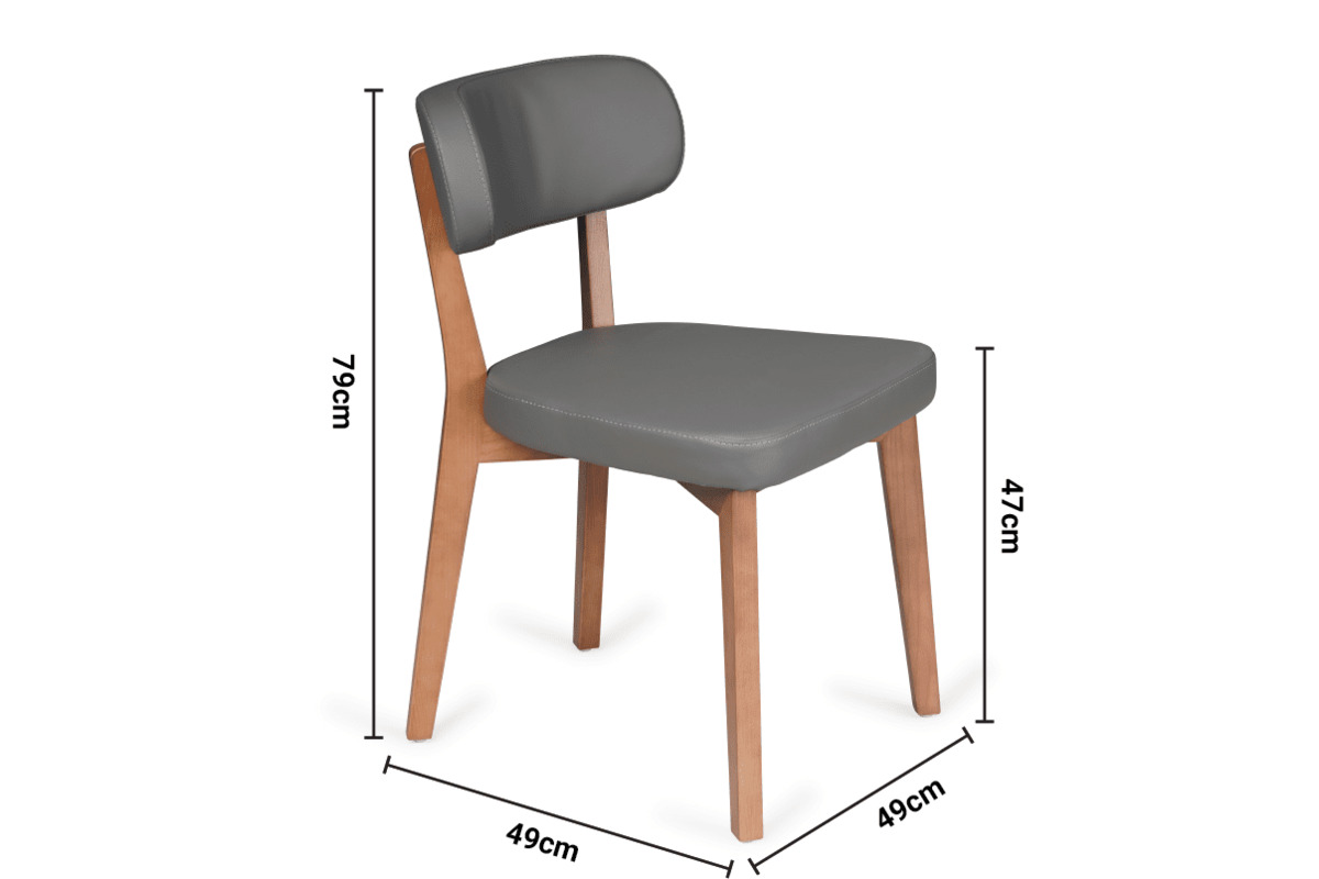 Vela Grey Faux Leather Dining Chair dimensions