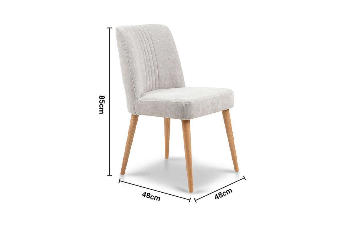 Venice Light Grey Dining Chair Natural Oak Leg dimensions