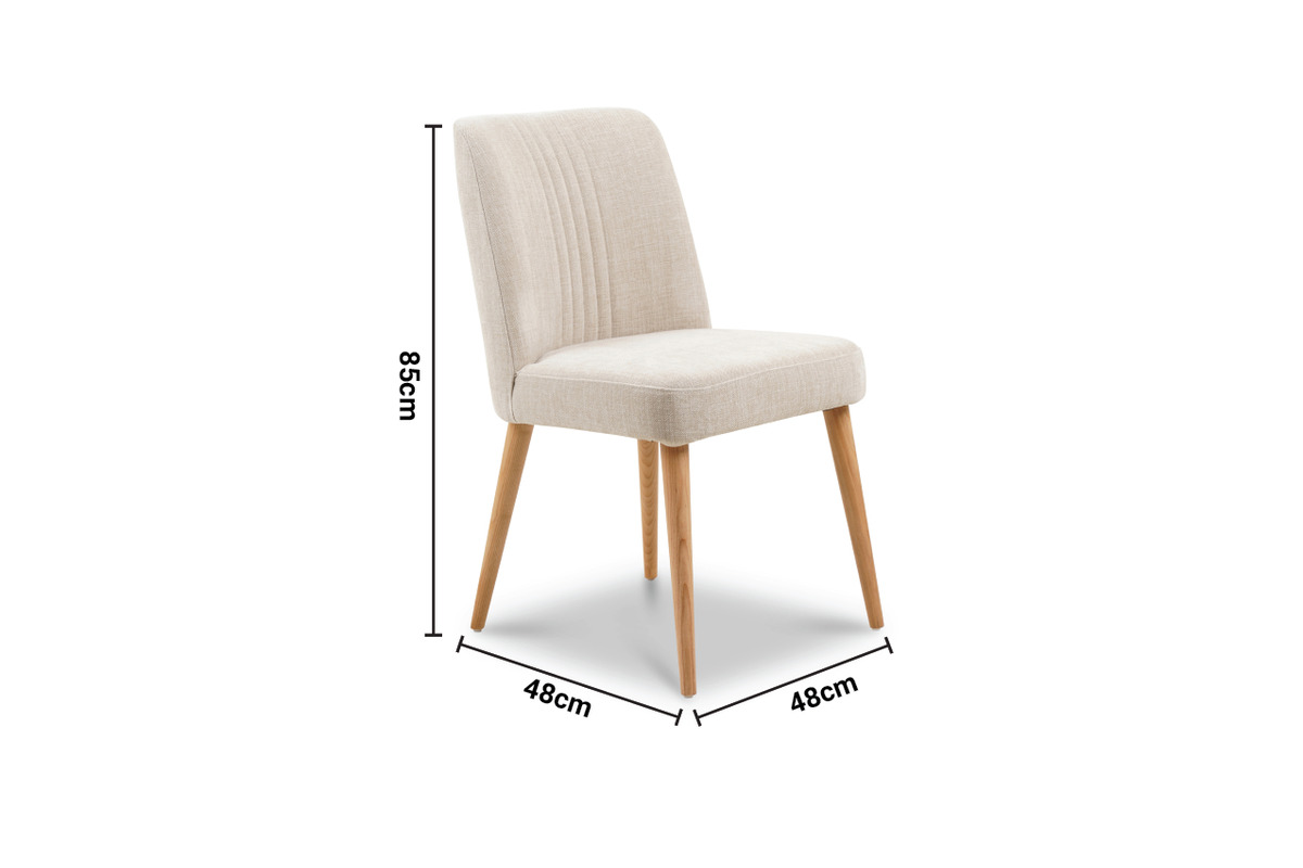 Venice Taupe Dining Chair Natural Oak Leg dimensions