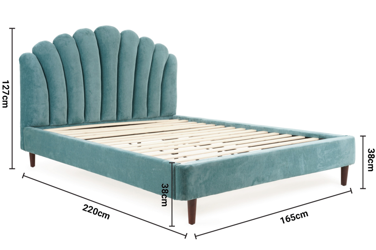 Venus Teal Fabric King 5' Bed Frame dimensions