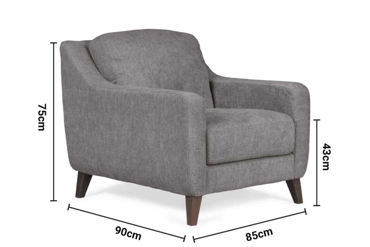 Verdi Grey Fabric Armchair dimensions