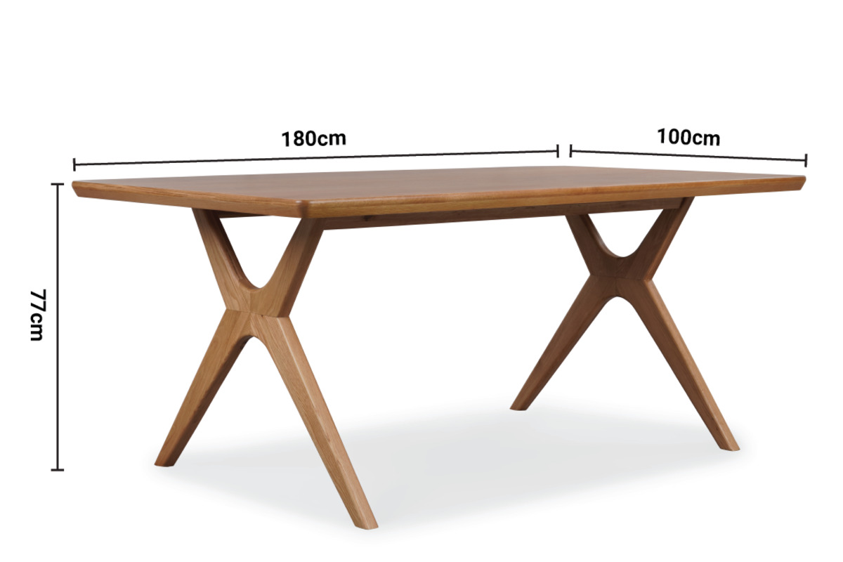 Vigo Oak Rectangle Dining Table 1.8m dimensions