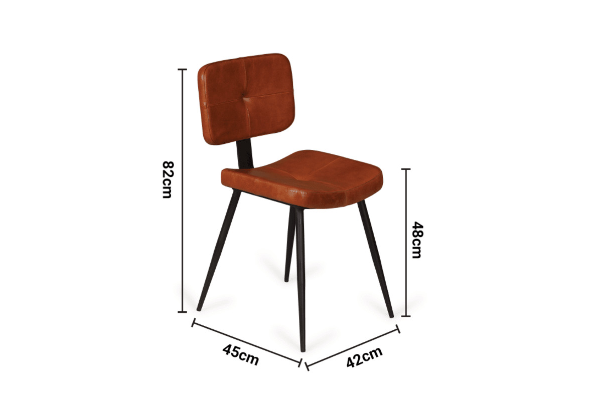 Viscount Brown Leather Dining Chair Black Leg dimensions