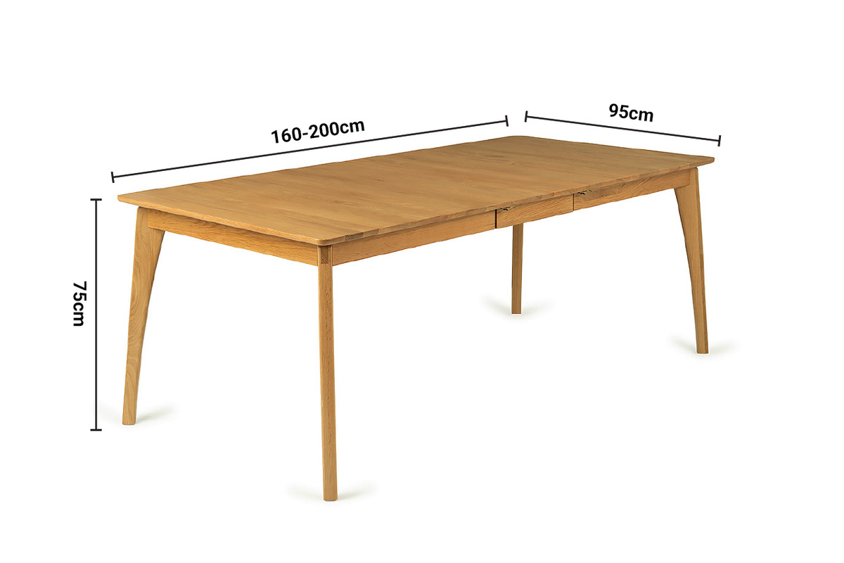 Wanton Oak Extendable Dining Table 1.6-2.0m dimensions