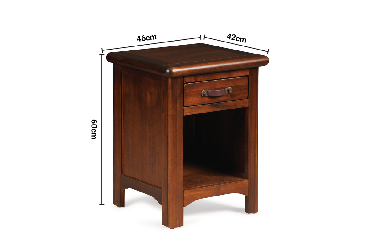 Westport Walnut 1 Drawer Bedside Table dimensions