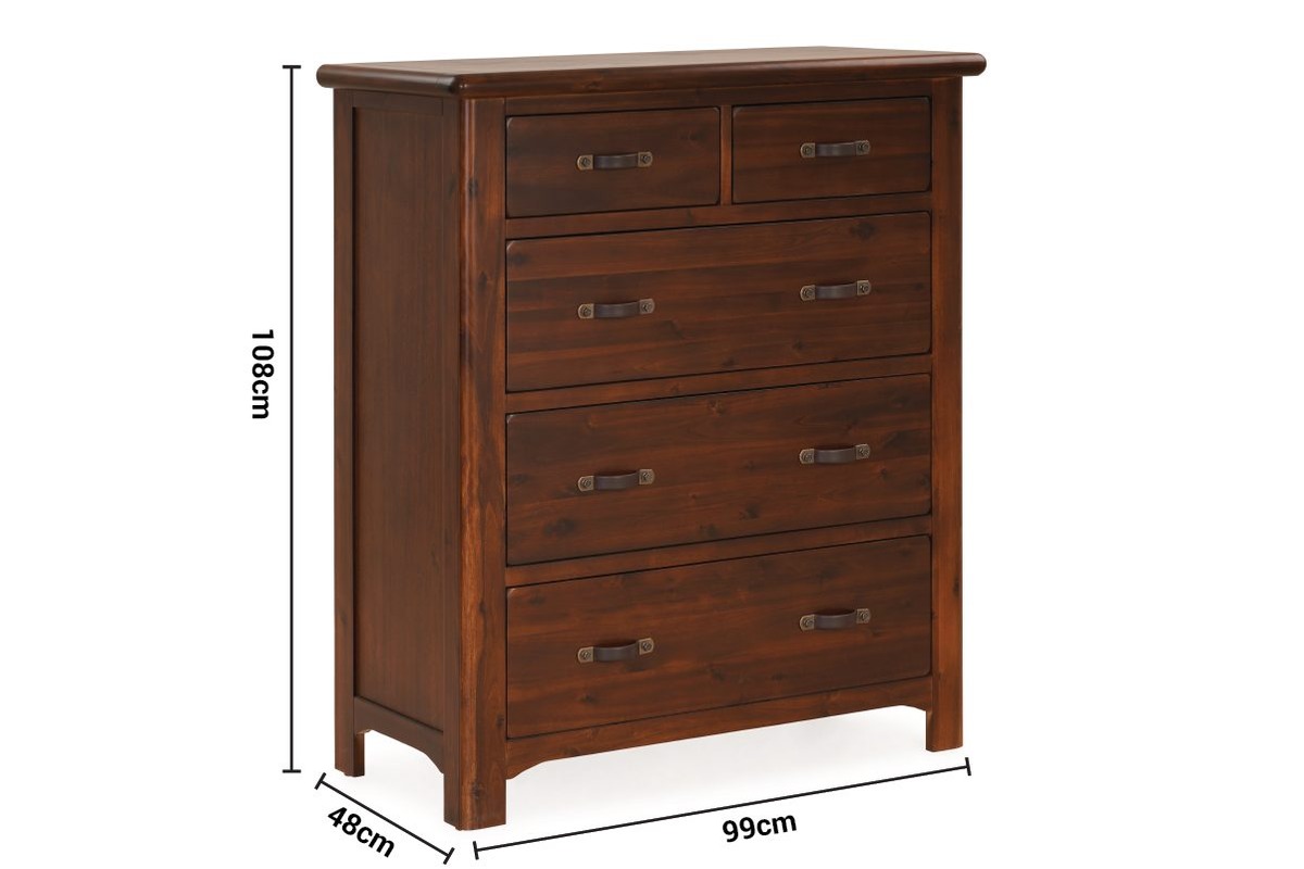 Westport Walnut 5 Drawers Chest dimensions