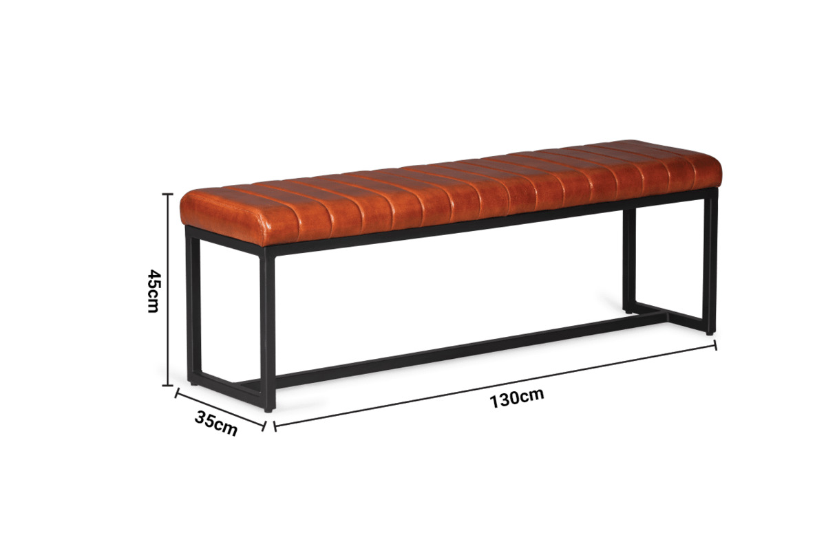 Zenna Brown Leather Bench dimensions